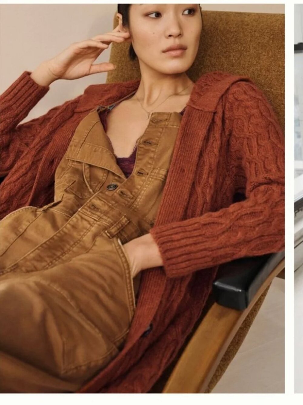 ANTHROPOLOGIE Hooded Duster Cardigan Sweater, Brown,  Size S